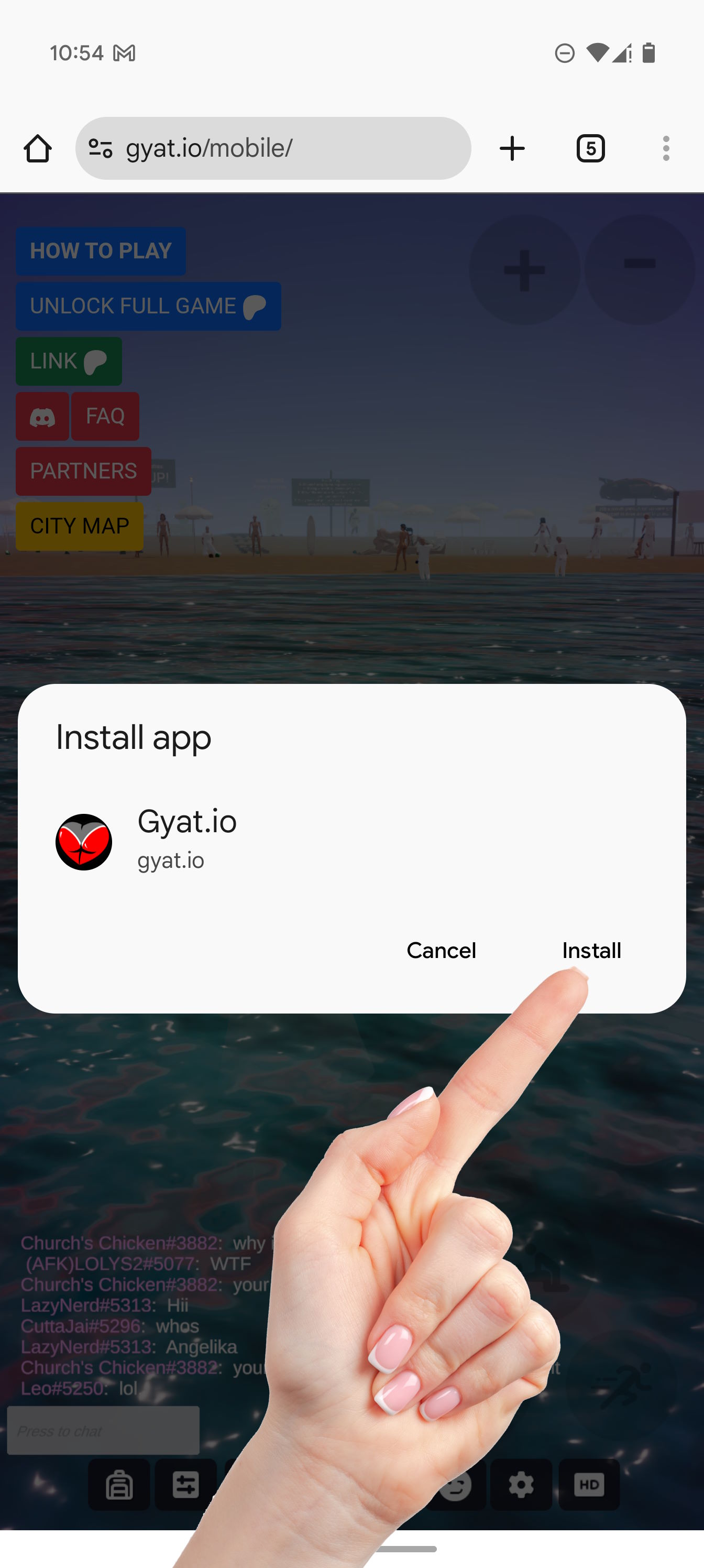 Confirming the installation prompt